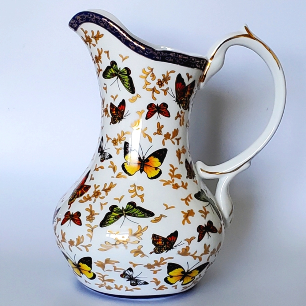 🦋 10" Pitcher Gold Trim/Gilt "Butterfly Collection" Formalities by Baum Bros. - Picture 2 of 9